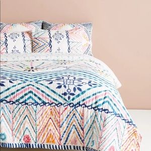 Anthropologie Zadar Queen Quilt and 2 Euro Shams